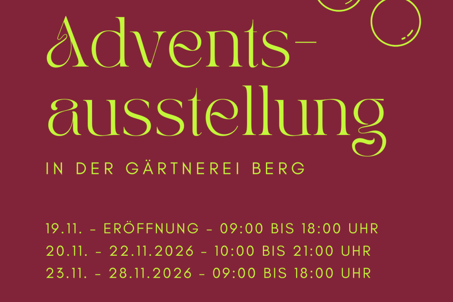 Einladung zur Adventsausstellung in der Gärtnerei Berg in Morbach